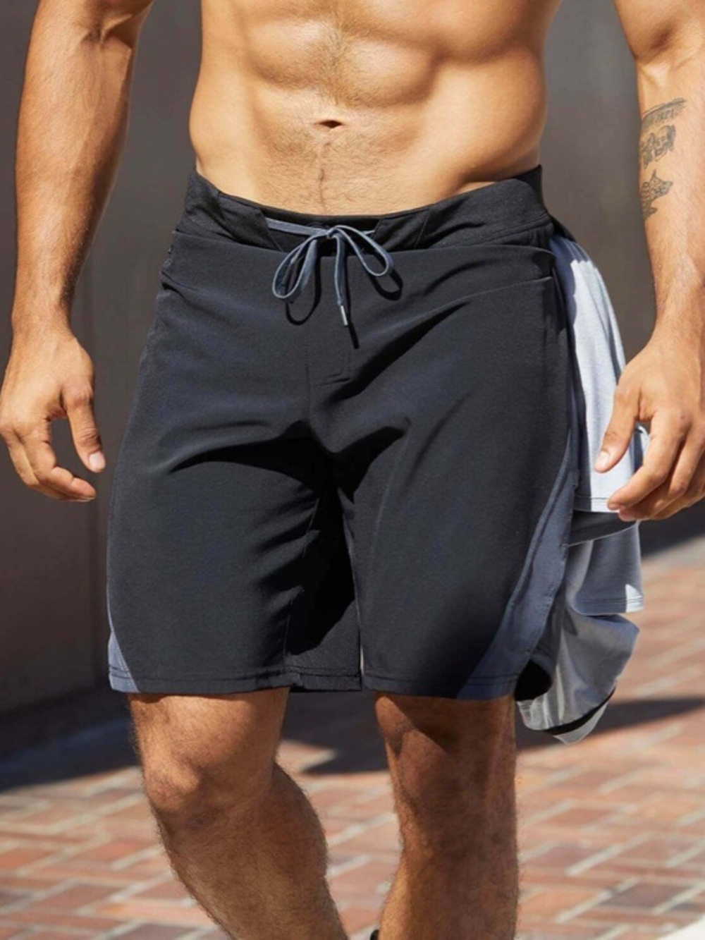 Hylete Men's Athletic Shorts in Black with Gunmetal Accents